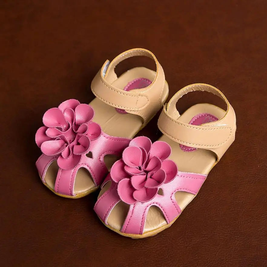 Дети девушка Босоножки Открытая Летняя обувь кожаные сандалии Skidproof малышей детей Обувь с цветочным орнаментом дропшиппинг #50