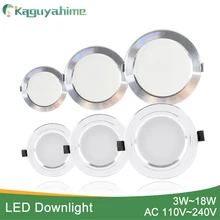 Kaguyahime conduziu a luz do ponto 5w 9 15 18 prata branca ultra fina ac 110v 220v redonda recessed led downlight conduziu a iluminação do ponto 12w