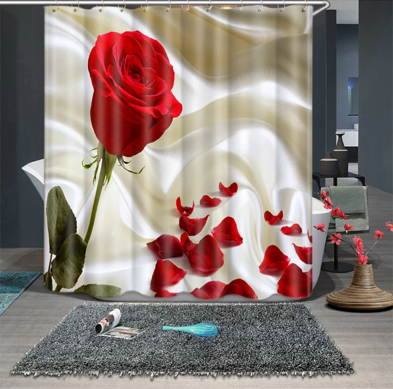 A rose waterproof shower curtain-in Shower Curtains from Home & Garden ...