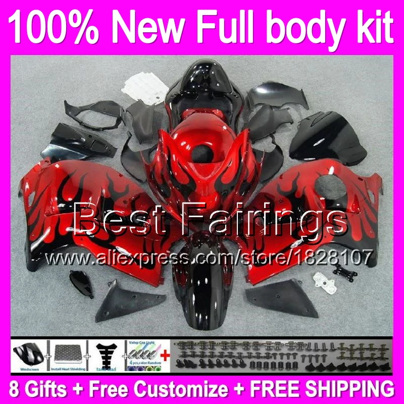 

Fairing For SUZUKI Hayabusa GSXR1300 96 97 98 99 00 01 15B10 GSXR 1300 GSX R1300 GSXR-1300 Black flame 02 03 04 05 06 07 +Decal
