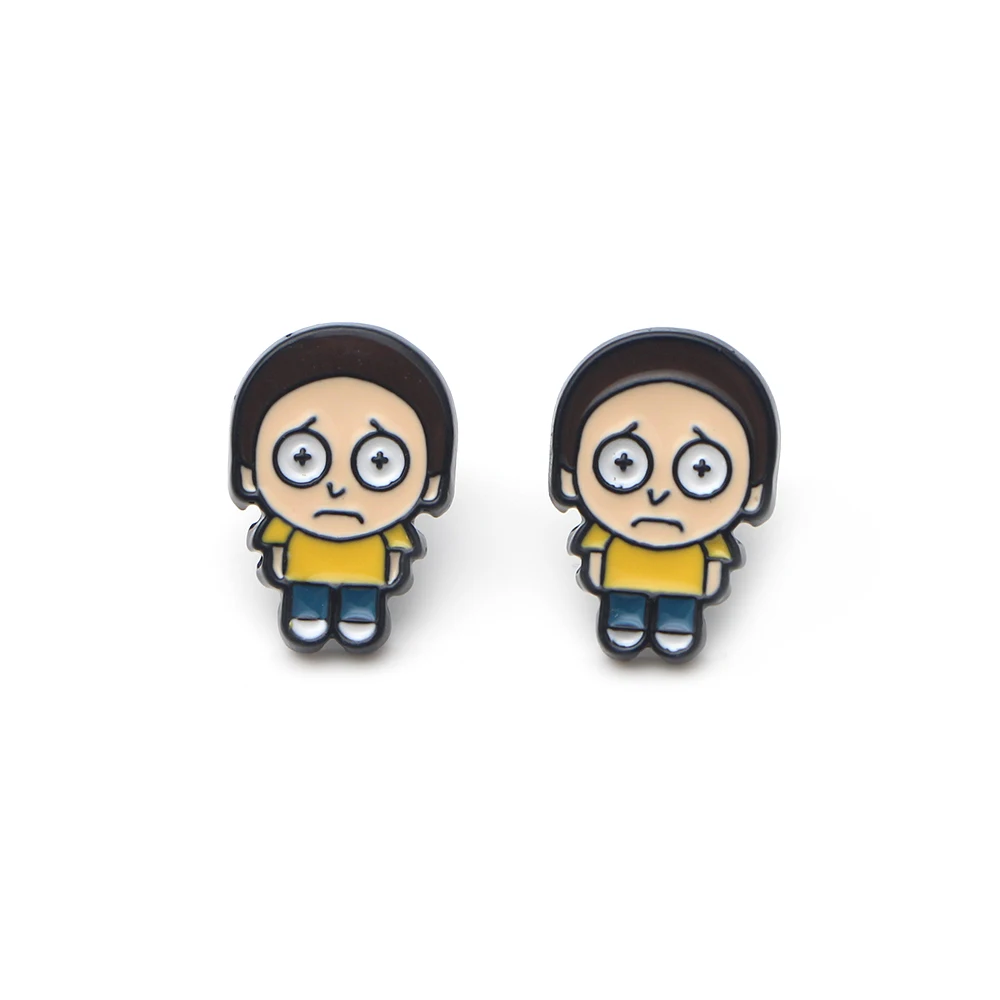 V143 1 Pair Rick and Morty Cute Ear Stud Earring for women Cartoon Studs Fashion Jewelry Prevent allergy Kids Gifts