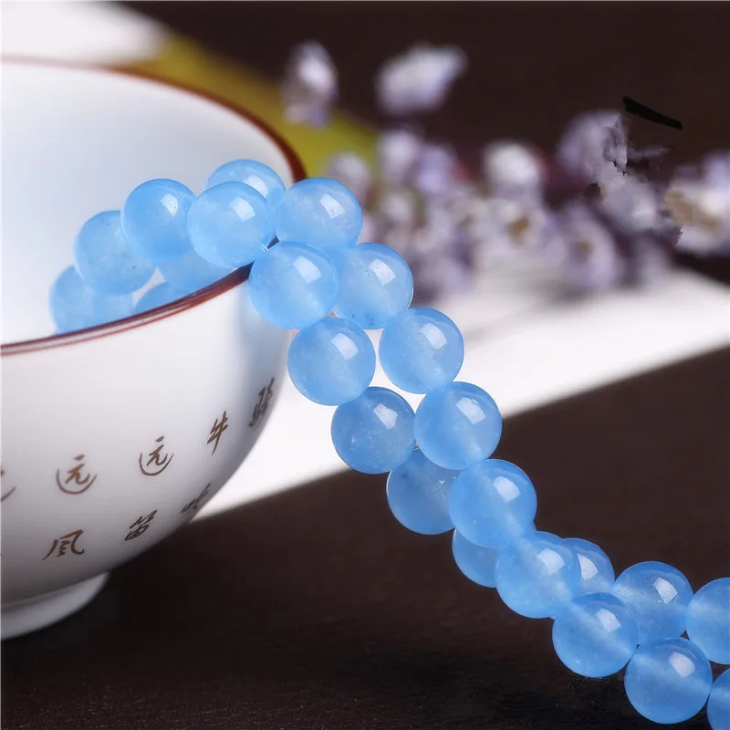 RONGQING 1String светло голубой фотоэлемент для браслета и ожерелья 4 14 мм|blue chalcedony