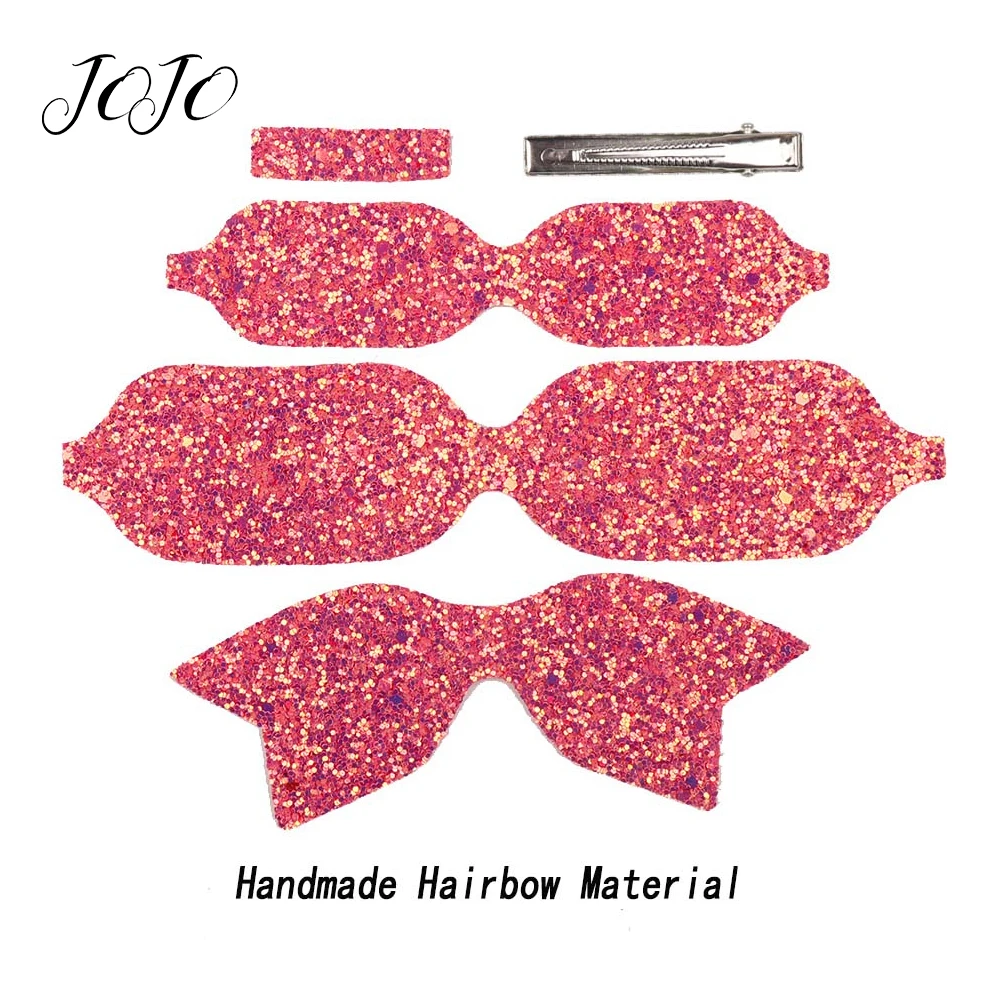 

JOJO BOWS DIY Hair Bows Craft Supplies Set Solid Chunky Glitter Patches For Needlework Handmade Bows Materials Garments Sewing