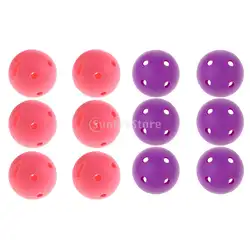 6 шт. легкие перфорированные мячи для гольфа тренировочный мяч для гольфа для домашнего использования розовый фиолетовый