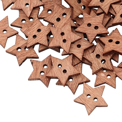100Pcs 2 Holes DIY Star Shape Wooden Button Scrapbook Craft Sewing Buttons Five-pointed Star Shaped Duttons For Clothing Botones 4