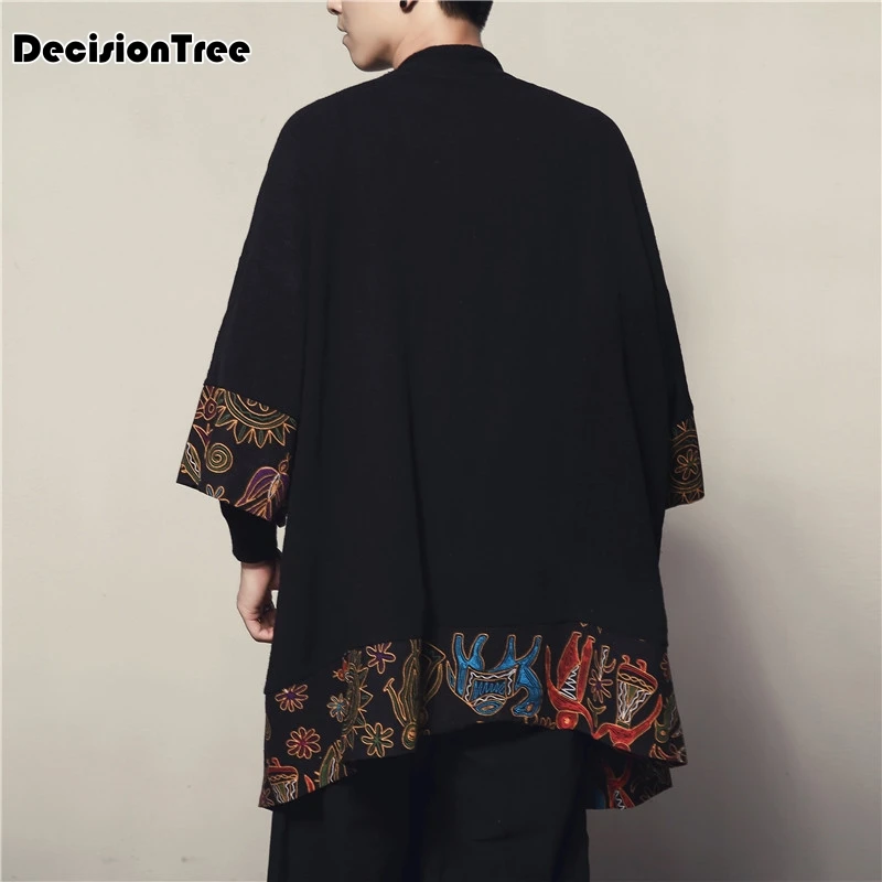 2019 summer Men Cotton Linen Cardigan Jacket Chinese Style Male Fashion Casual Loose Windbreaker Kimono Shawl Outerwear Coat
