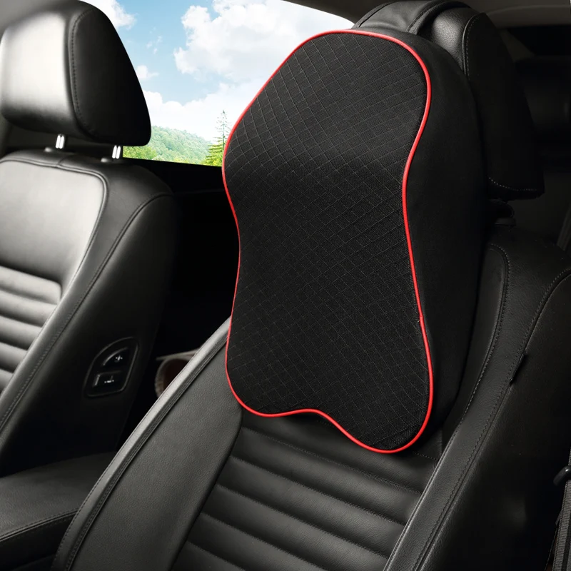 

Sandwich linen car headrest neck pillow pillow neck pillow with a single round waist cushion for vehicle headrest