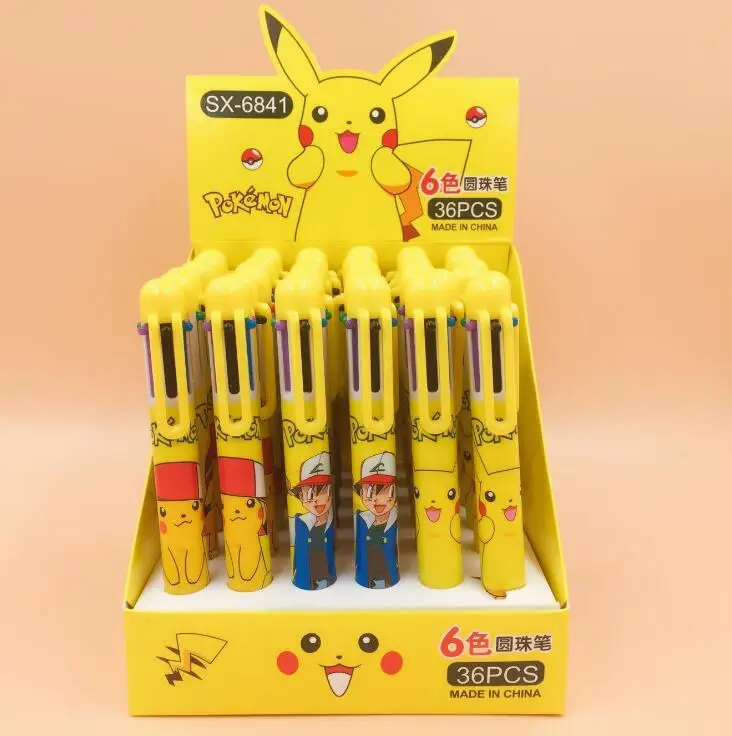 

Fantastic Pikachu Cartoon 6 Colors Chunky Ballpoint Pen School Office Supply Gift Stationery Papelaria Escolar