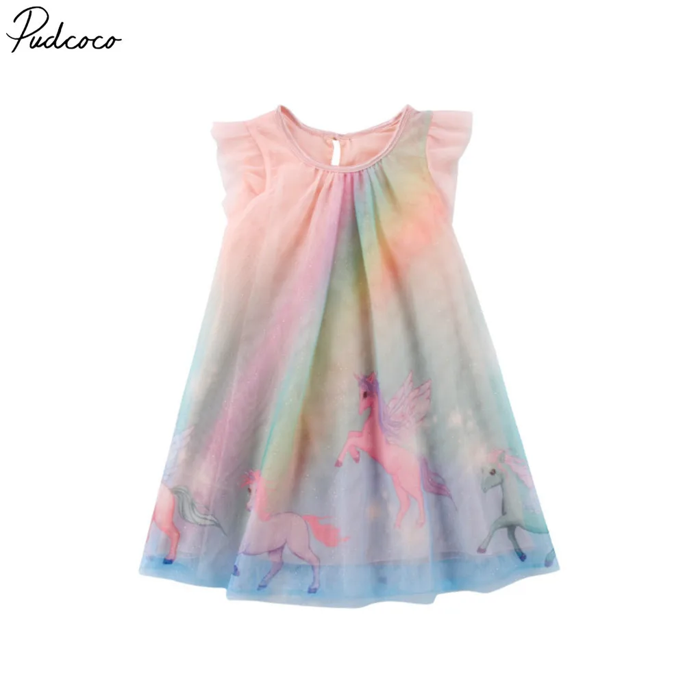 

Unicorn Flower Girl Sundress Clothes Elegant Tulle Party Pageant Dress