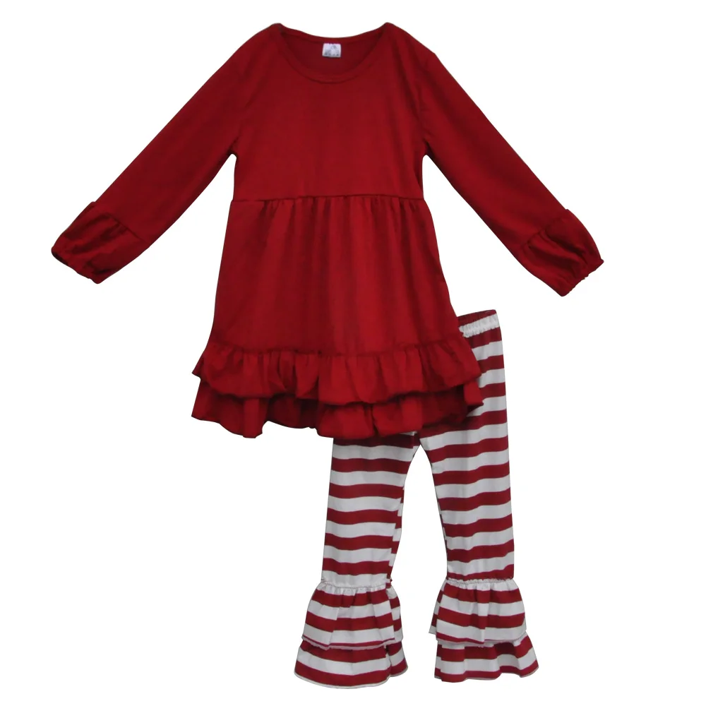 Children Clothing Sets Fall Retail Wholesale Casual Baby Clothes Cotton Top And Pant Ruffle Boutique Toddler