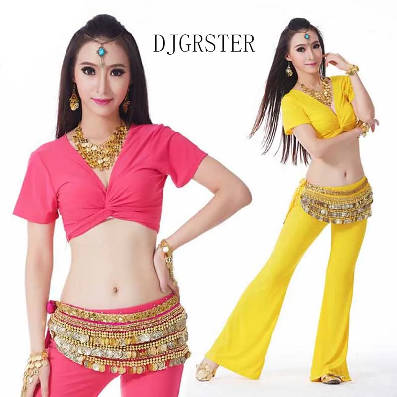 

DJGRSTER New Arrival 2-3pcs Belly Dance Costume Bollywood Costume Indian Dress Sexy Oriental Dance Costumes Top+pants+Belt