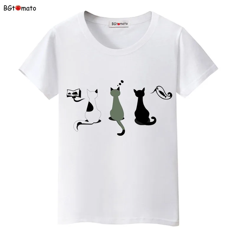BGtomato милые домашние животные Черные Кошки мультфильм футболки женские супер модные новые футболки бренд хорошее качество мягкие повседневные топы