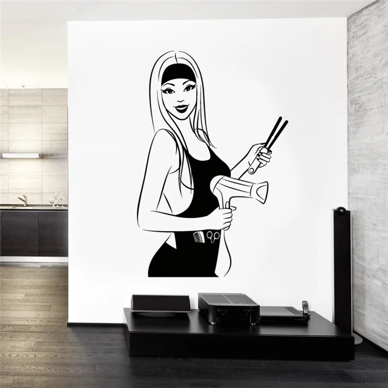 

Beauty Salon Hair Stylist Wall Stickers Vinyl Wall Sticker Decor for Spa Design Wallpaper Waterproof Removable Poster