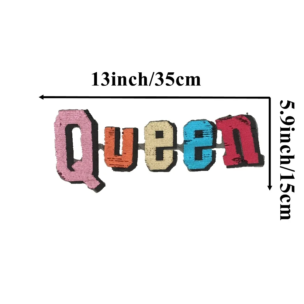 Красочные пришитые железные наклейки с блестками для одежды Q Queen и аппликацией
