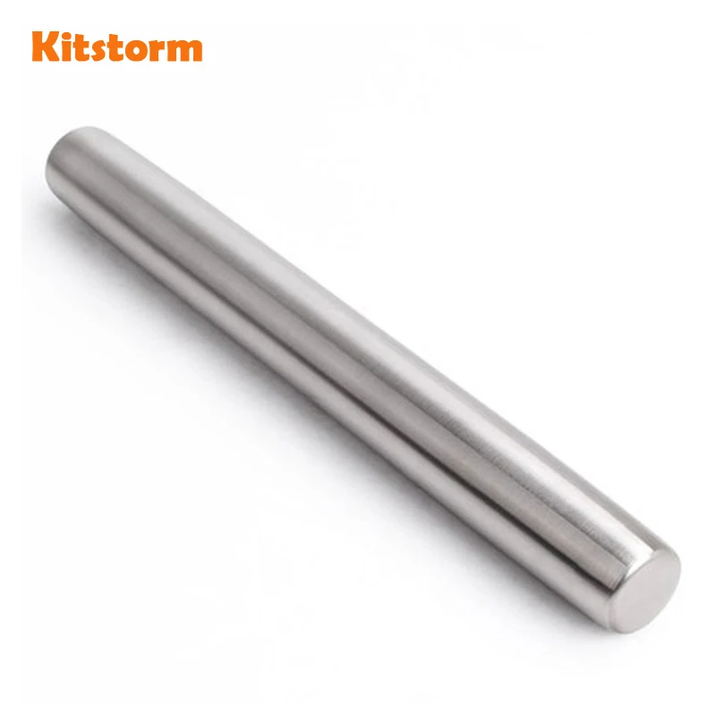 

1 Pcs Stainless Steel Fondant Rolling Pin Baking Rough Clay Pizza Pasta Kitchen Roller Non Stick Cake Accessories