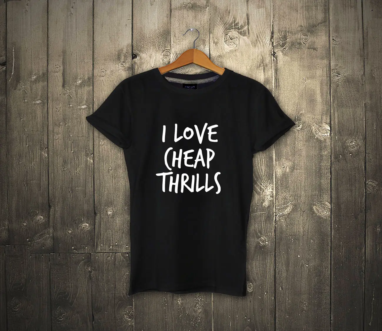 Недорогая футболка с надписью I LOVE thrills 100% хлопок унисекс Sean Party твердая рукавом