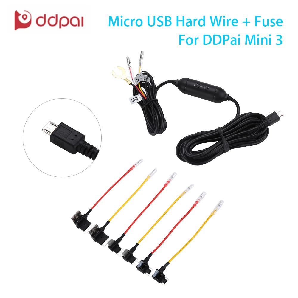 Online DDPAI Micro Usb Hardwire kit de fusibles con protección de bajo voltaje para DDpai Mini3 DashCam