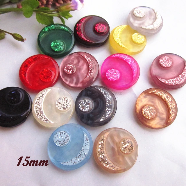 50pcs 15mm Mixed colors Convex moon Sweater coat button for women woolen  sweater coat dress buckles loose buttons supplies