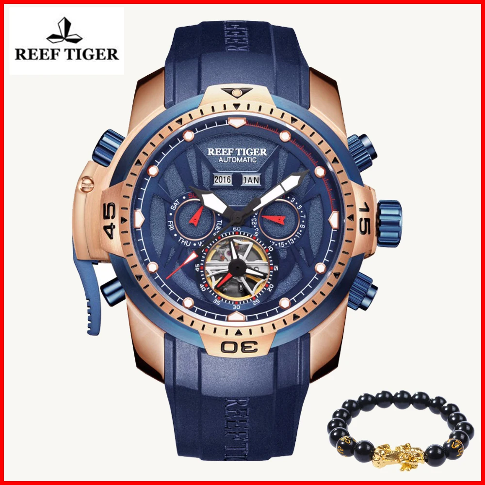 

Reef Tiger Luxury Brand Men Sport Watch Month Date Day Calendar Transformer Edition Mechanical Watches Relogio Masculino RGA3532
