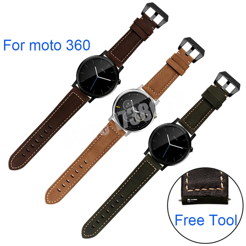 Luxury Genuine Leather Watch Band Strap For Motorola Moto 360 1nd/2nd 42mm46mm Wristband