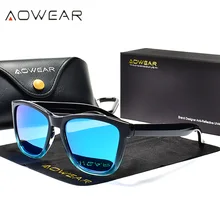 AOWEAR, унисекс, квадратные поляризованные солнцезащитные очки для женщин, с прозрачным покрытием, зеркальные солнцезащитные очки для женщин и мужчин, крутые прозрачные Винтажные Солнцезащитные Очки