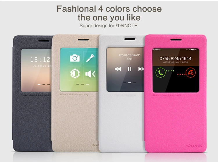 

xiaomi redmi note flip cover cases NILLKIN Sparkle LEATHER Case super thin fashional design with Retailed Package