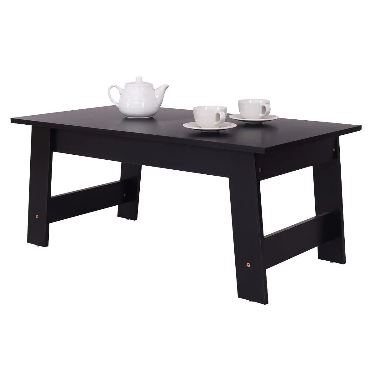 Giantex Convenient Coffee Table Modern Living Room Side End table Home Office Decor Black Wood Furniture HW54816BK