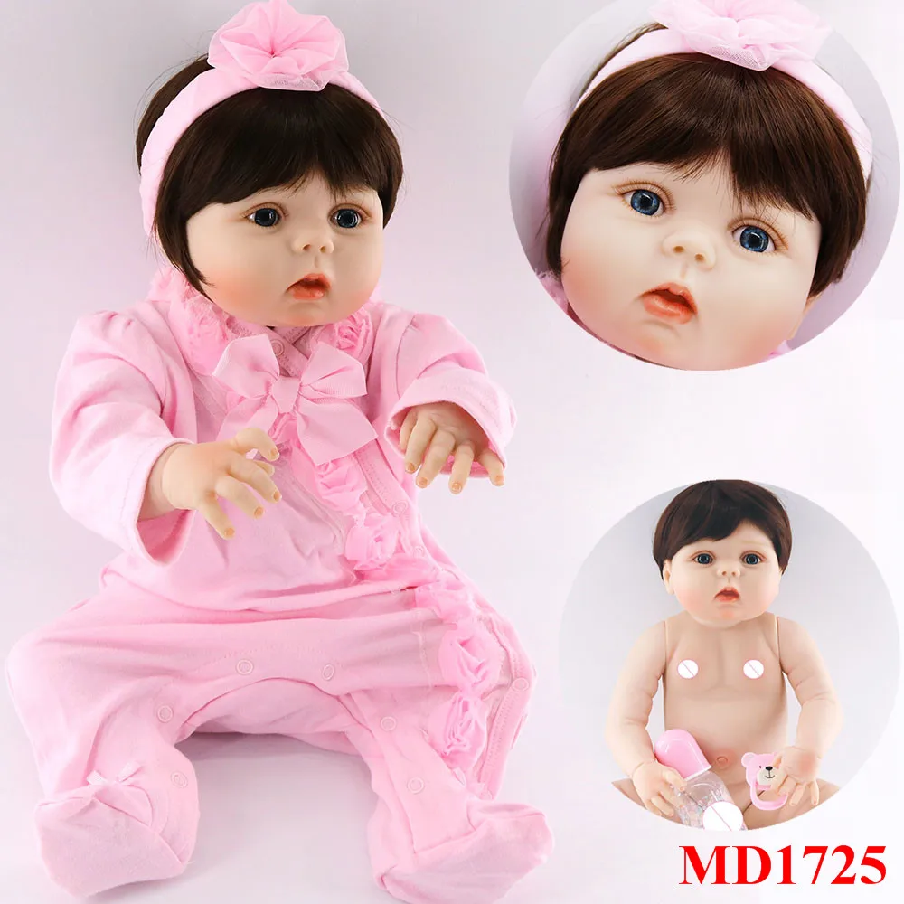 

Full Body Silicone 23inch Reborn handmade Lifelike bathe Girl Baby Doll Soft princess Lifelike Toddler high quality Doll Toys