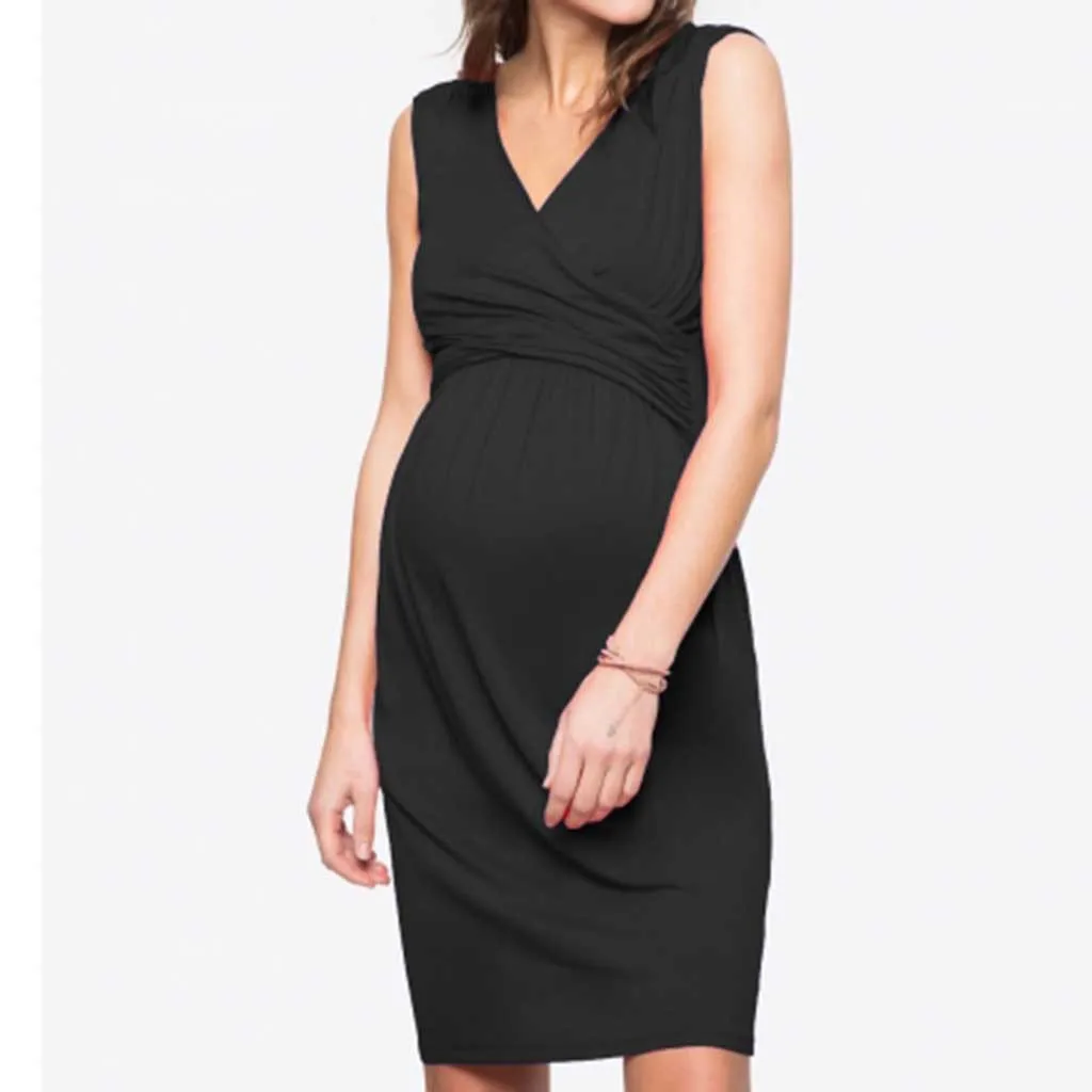 

Womens Pregnancy Short Sleeve Solid Ladies for Breastfeeding nursing dress zwangerschaps kleding vestidos para embarazadas hot