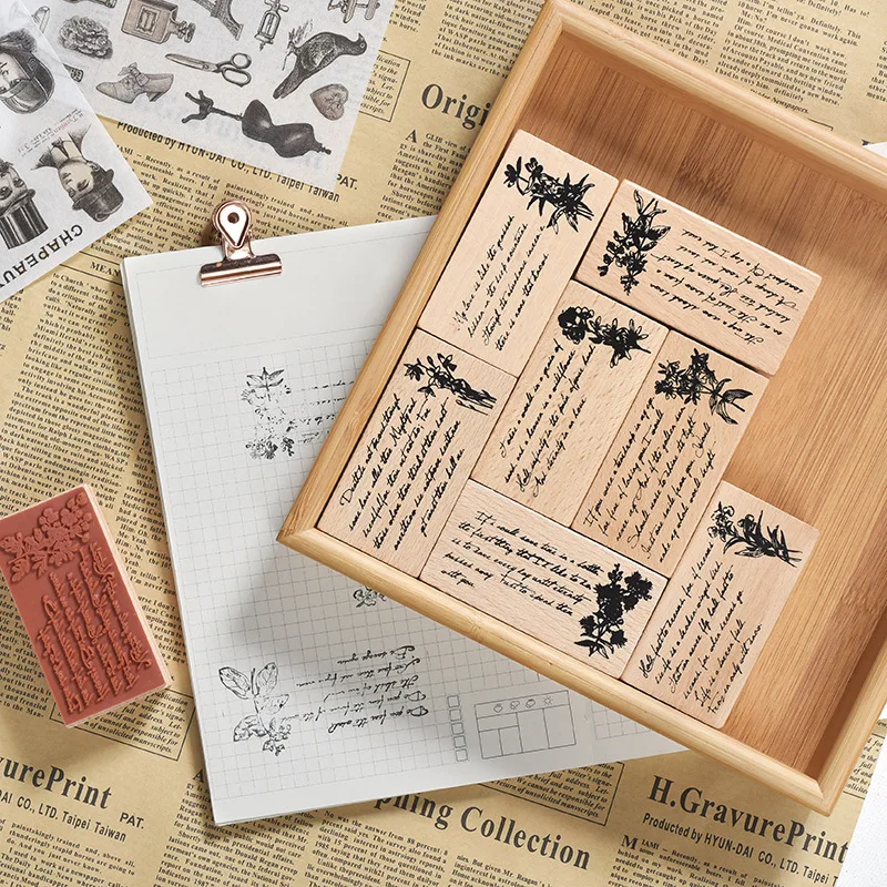 

Vintage Plant With Letter Wooden Rubber stamp DIY wooden rubber stamps for scrapbooking stationery scrapbooking standard stamp