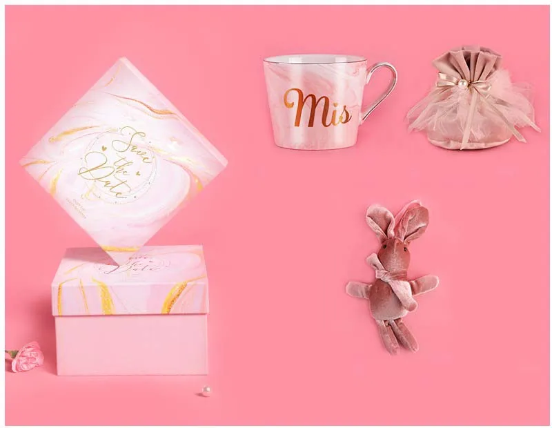1 комплект, для девочек, для дня рождения и свадьбы пользу и подарок подружки невесты кружка, керамическая чашка розовый фрейлина подарочная упаковка в виде кролика, кулон