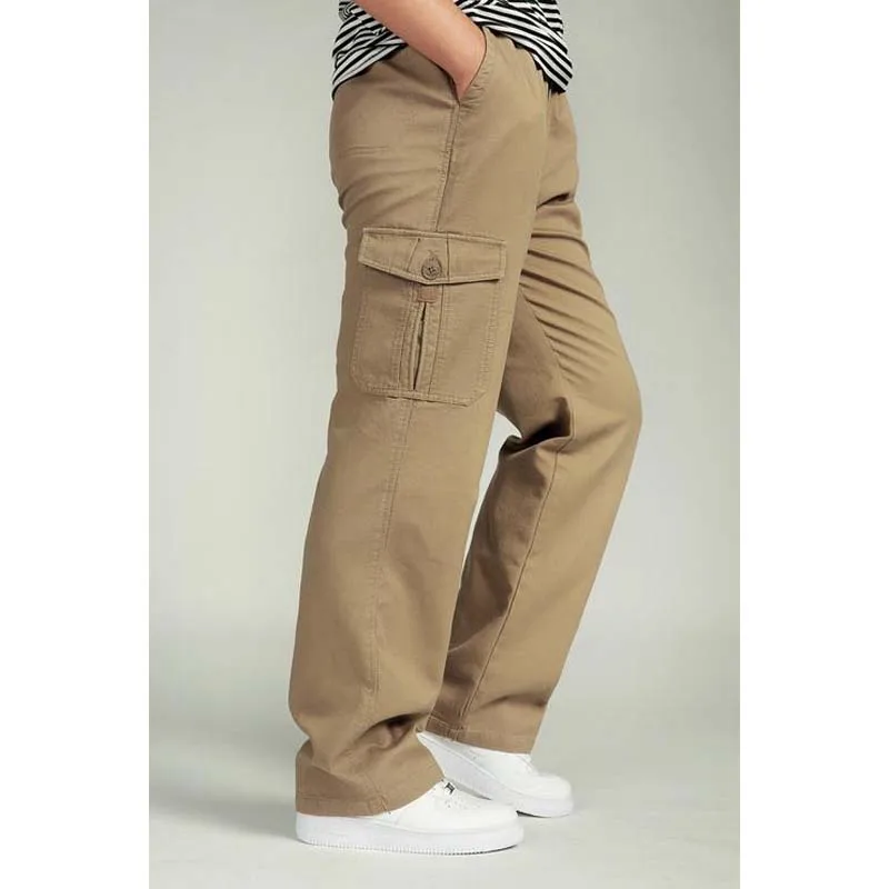 Autumn Winter Casual Pants Mens Loose Long Pants Cotton Thicken Plus