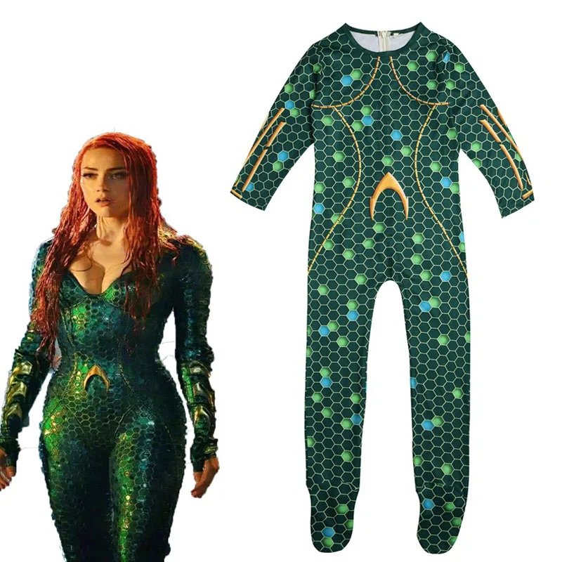 

ZSQH Aquamen Mera costume Justice League Mera Cosplay Costumes Superhero Costumes Halloween Party Jumpsuit for girls Aquamans