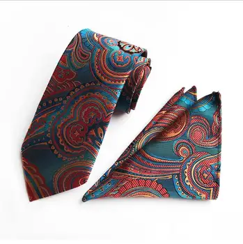 

New Design Classic Tie Hanky Set for Men Paisley Tie Handkerchief Necktie Men Tie Pocket Square Suit Business Wedding Party Tie