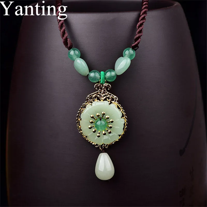 

Yanting Vintage Pendant Necklace Women Female Jewelry Accessories Aventurine Heart Shape Stone Necklace Fine Jewelry Gifts 0156