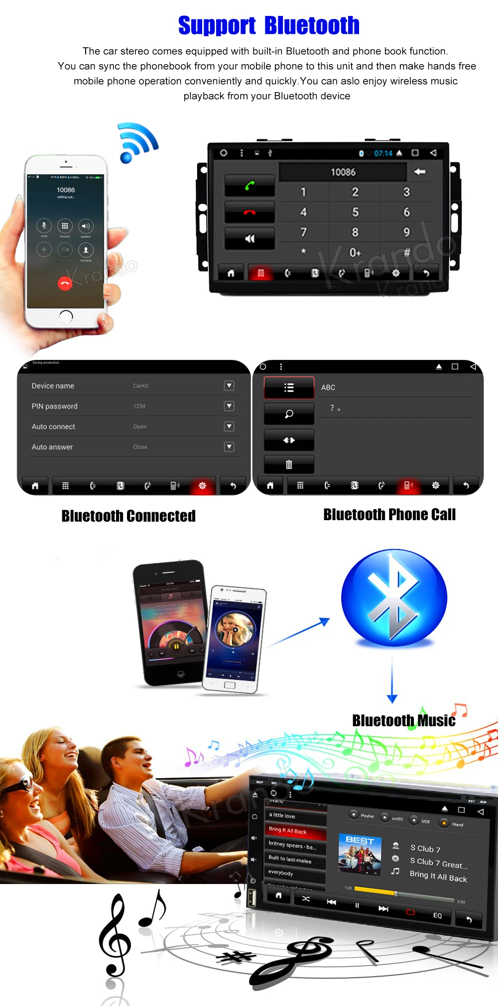 Krando Android car radio gps navigation multimedia system for Crysler 300C 2005 2006 2007 (2)