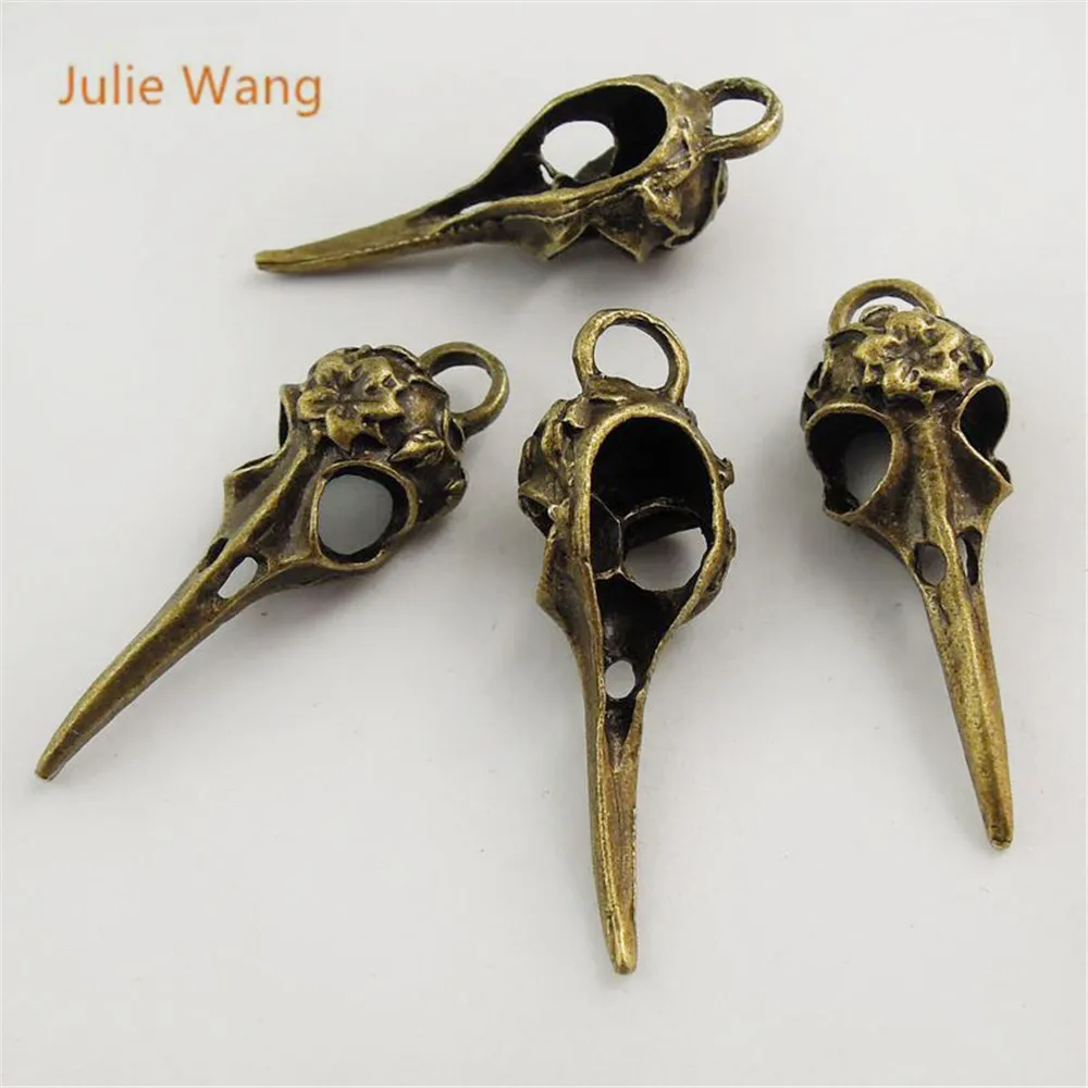Julie Wang 5 шт. Подвески в виде птичьего клюва черепа головы птицы античный бронзовый