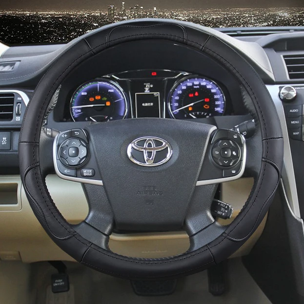 38 cm de voiture véritable Couverture de volant en cuir pour toyota