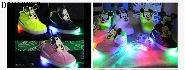 Модная детская светящаяся обувь на плоской подошве; кроссовки с героями мультфильмов для маленьких девочек и мальчиков; Светодиодный фонарик; повседневная обувь