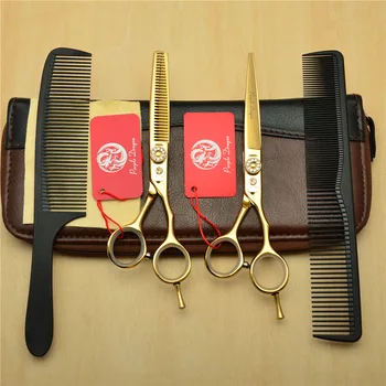 

6'' Golden Hair Cutting & Thinning Scissors Set Hairdressing Scissors Kit Hair Straight Thinning Scissor Barber Salon Tool U1091