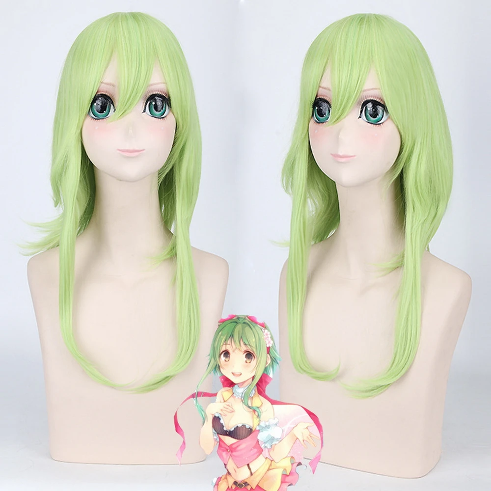 Женский парик для косплея VOCALOID GUMI зеленые термостойкие синтетические волосы