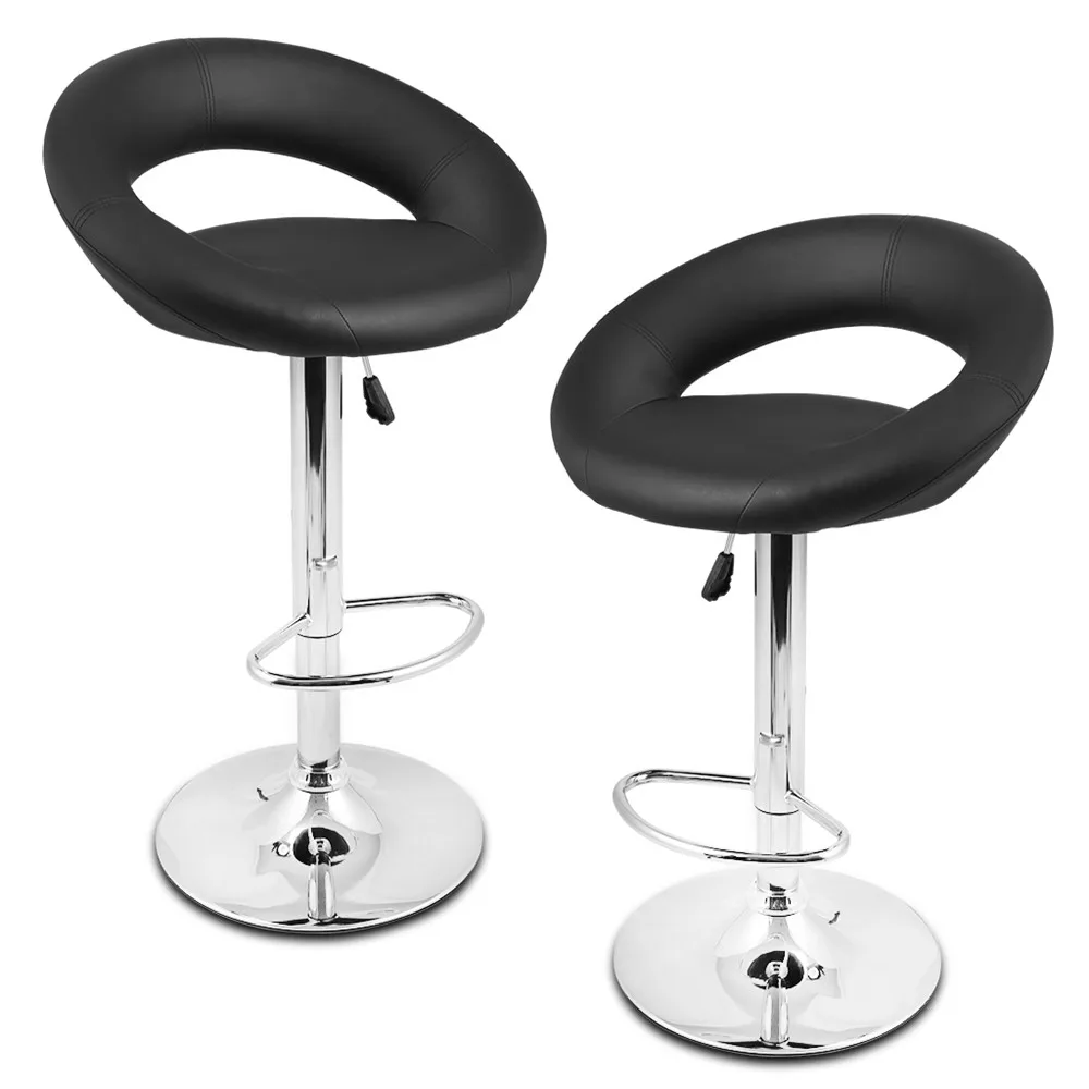 LANGRIA Set of 2 Gas Lift Height Adjustable Swivel Faux Leather Bar Stools Chairs with Crescent Shaped Backrest Bar Chairs26