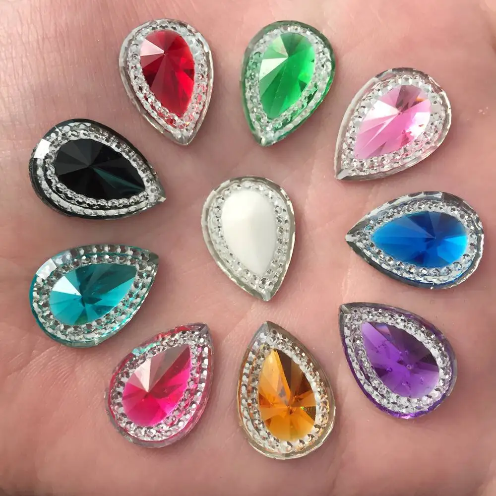 

Resin 40PCS 13*18mm drop Flatback Craft Appliques/Wedding decoration diy Crafts D31A