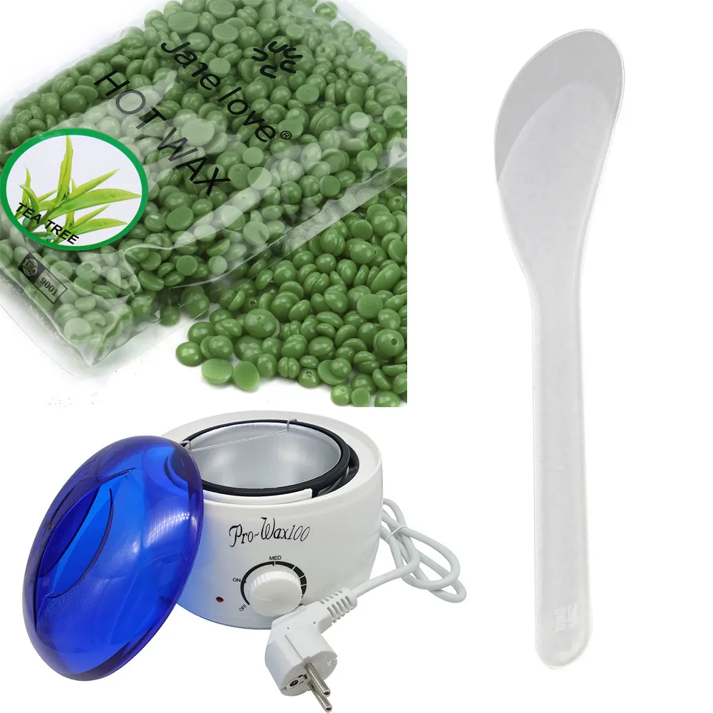 

2018 EU Plug Tea Tree Hot Wax Summer Hair Removal Spa Hot Paraffin Wax Warmer Heater Pot Machine Depilatory Hard Wax Bean Set