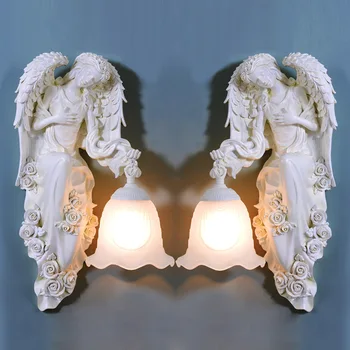 

Free Shipping European Style Wall Lamp Angel Statue Wall Lamp For Living room Lamp Entrance Aisle Lights E27 110V-220V XU