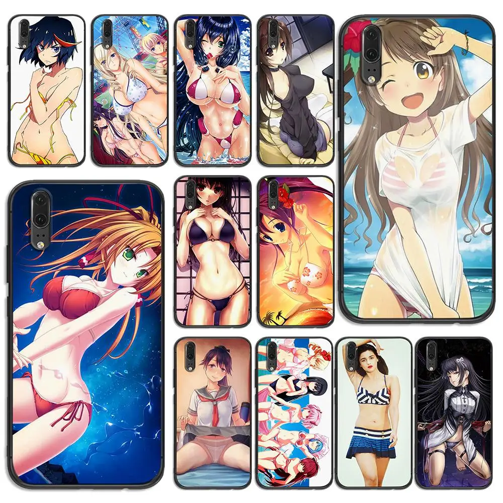 Bikini Sexy Girl Pattern Capa For huawei Y6 Y7 Y9 Prime Phone Cover Nova 2i 3 4 3i Lite Mate 10 20 Pro Black silicone Cases | Мобильные
