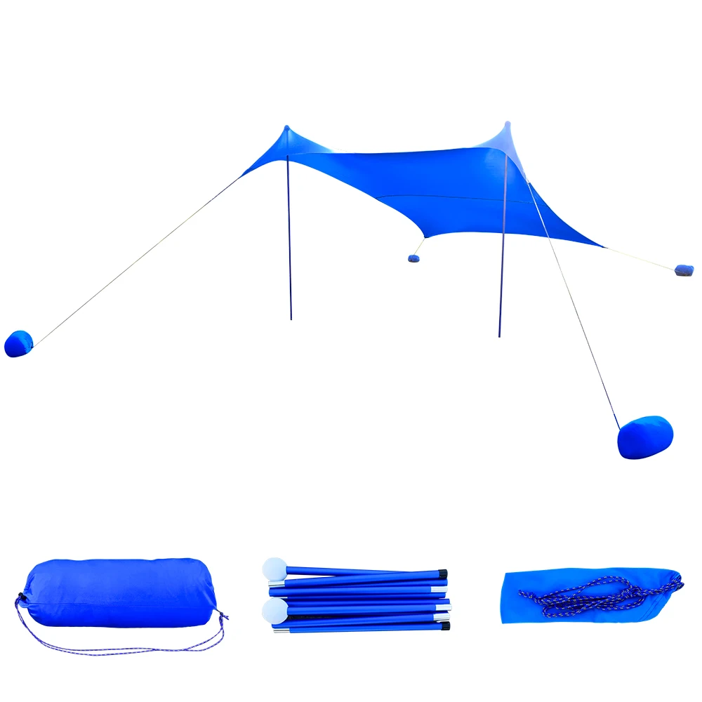 

GeerTop Beach Sunshade Wind Resistant Canopy UPF 50+ Sun Protection Shelter Large Tarp with 4 Sandbag Anchors for Ourdoor Garden