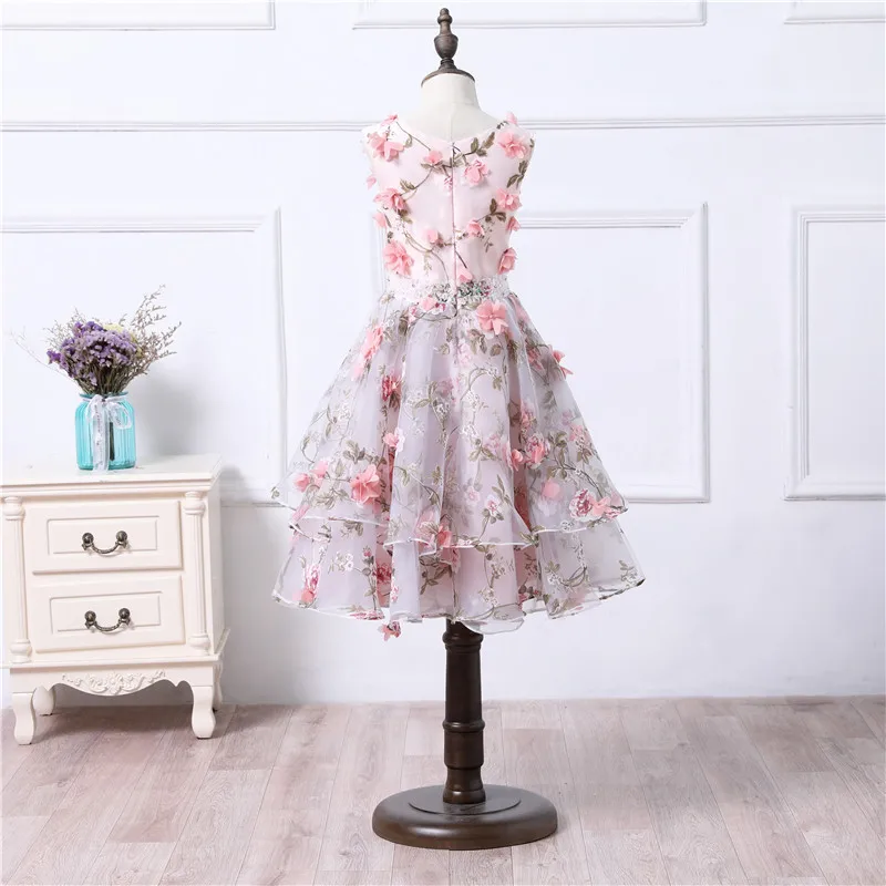 Женское платье для выпускного розовое с цветочным принтом модель 2018|prom dress kids|puffy
