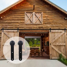 LWZH American Style Sliding Barn Door Hardware Kit Closet Door Hardware Kit Round-Shaped Hangers for 10FT/11FT/12FT Double Door