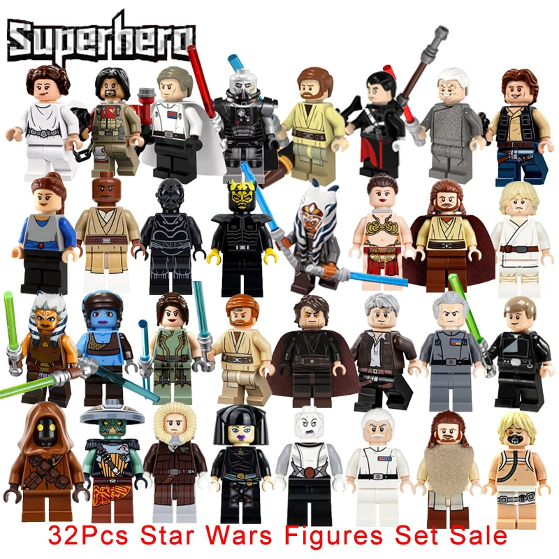 

32Pcs/Set Star Wars Darth Vader Boba Fett Han Solo C-3PO Palpatine Legoingly Building Blocks Models Mini Action Figure Toys